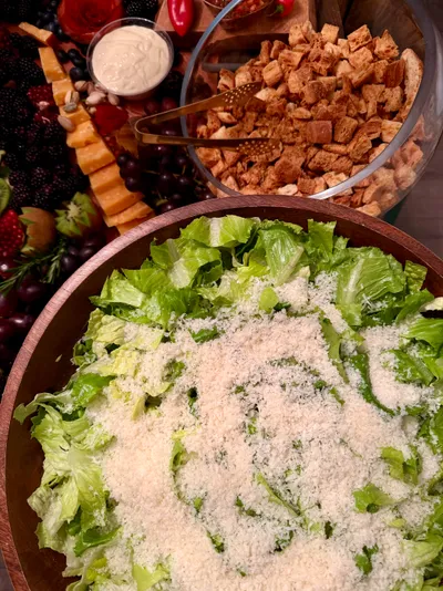 Classic Caesar salad with croutons and parmesan